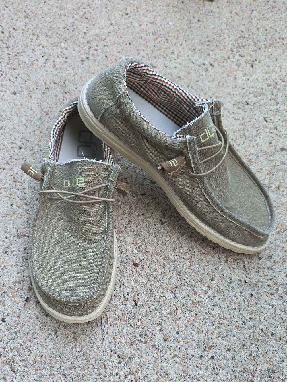 Hey Dude Wally Nut Color Canvas Slip-On Shoes Size 10